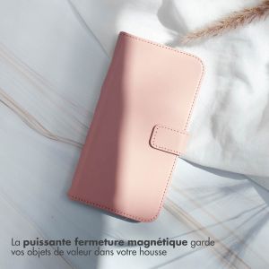 Selencia Étui de téléphone portefeuille en cuir véritable Galaxy A22 (5G) - Rose