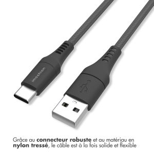 iMoshion Braided USB-C vers câble USB iPhone 15 - 1 mètre  - Noir