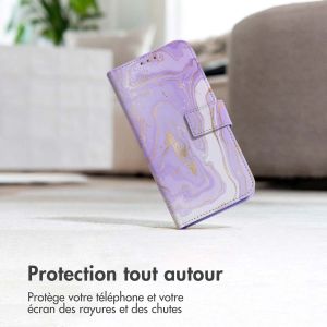 iMoshion ﻿Étui de téléphone portefeuille Design iPhone Xr - Purple Marble