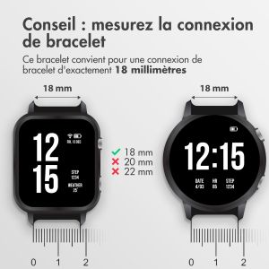 iMoshion Bracelet sportif en silicone - Connexion universelle de 18 mm - Noir / Gris