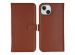 Selencia Étui de téléphone portefeuille en cuir véritable iPhone 15 Plus - Brun clair