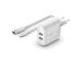 Belkin Boost↑Charge™ Dual USB Wall Charger iPhone 12 + câble Lightning - 24W - Blanc