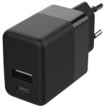 Accezz Wall Charger iPhone SE (2022) - Chargeur - Connexion USB-C et USB - Power Delivery - 20 Watt - Noir