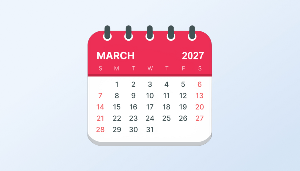 Une ic&ocirc;ne de calendrier du mois de mars.