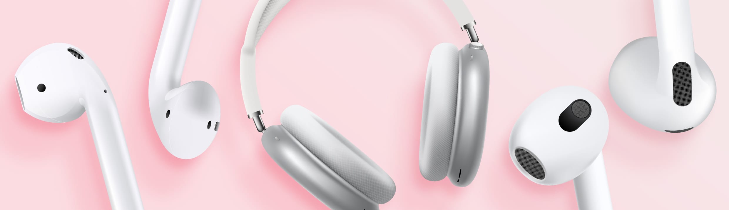 Collection d'Apple AirPods, Apple AirPods Pro et Apple AirPods Max.