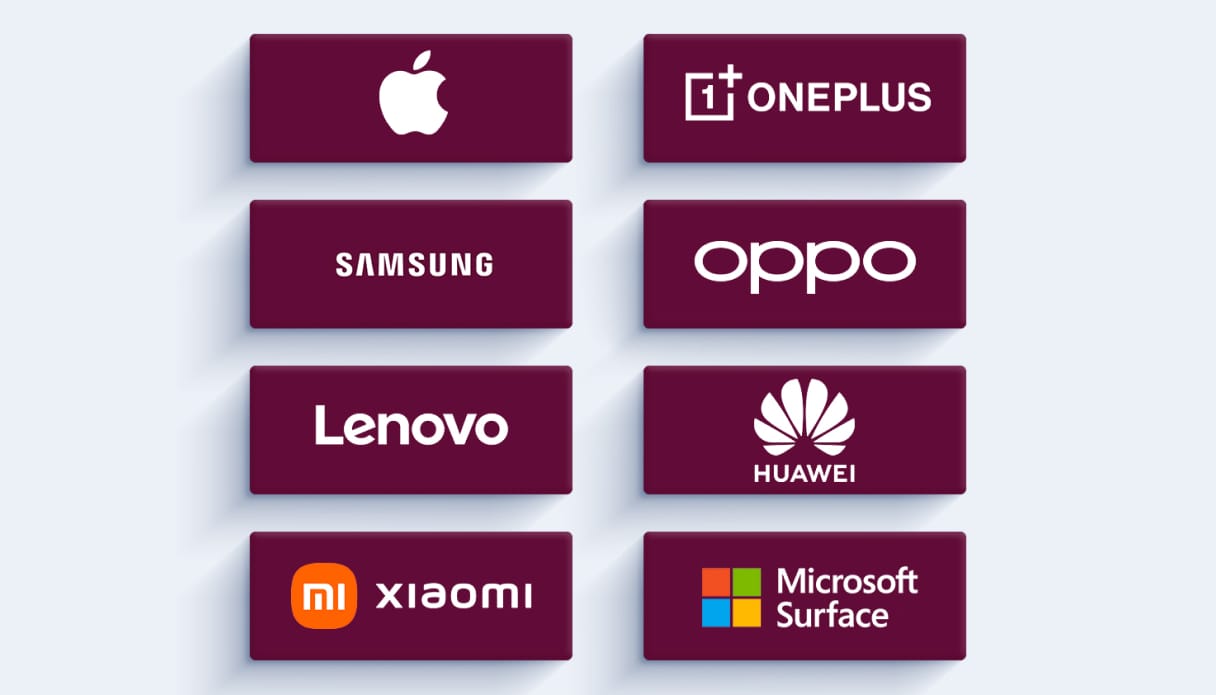 Logos de différentes marques de tablettes.